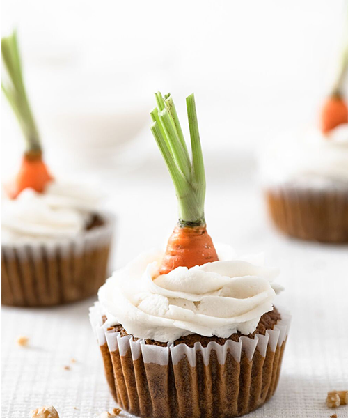 Carrot Topped Cupcakes made with Vanilla Cupcake & Cake Mix Recipe 