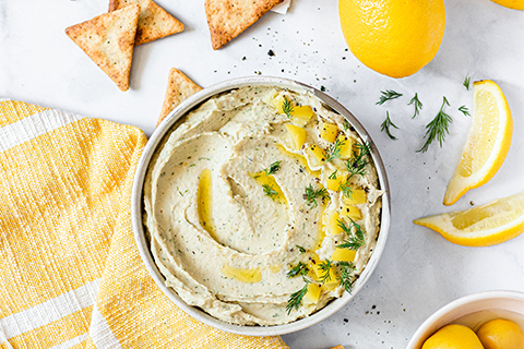 Cannellini Lemon Dip made with Himalayan Salt Veggie Pita Crackers Recipe