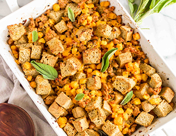 Spicy Sausage and Squash Stuffing made with Almond Flour Baking Mix Artisan Bread Recipe