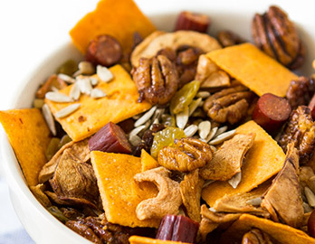 Spicy Maple Cheddar Snack Mix made with Almond Flour Cracker Farmhouse Cheddar Recipe