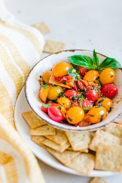 Simple Sauteed Cherry Tomatoes made with Almond Flour Crackers Recipe