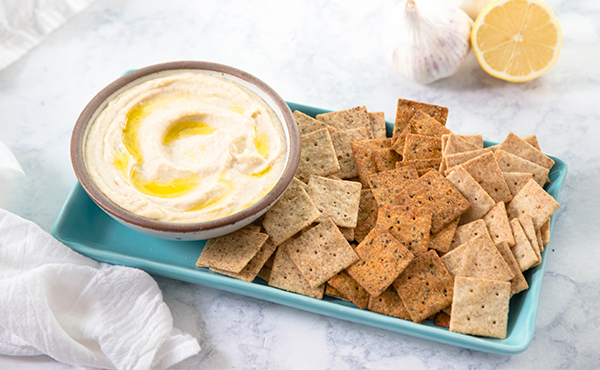 Hummus served with Simple Mills  almond flour crackers