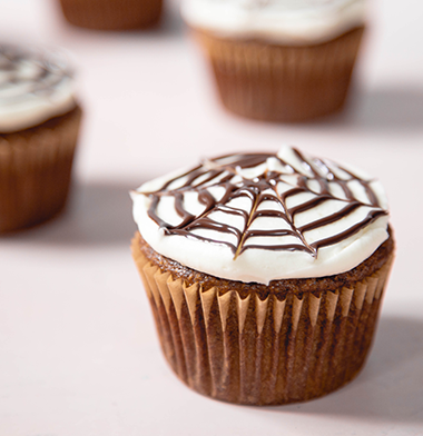 Spider Web Pumpkin Cupcakes made with Almond Flour Baking Mix Pumpkin Muffin and Bread Recipe