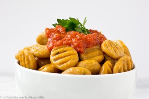 Grain Free Sweet Potato Gnocchi made with Simple Mills Pizza Dough Mix