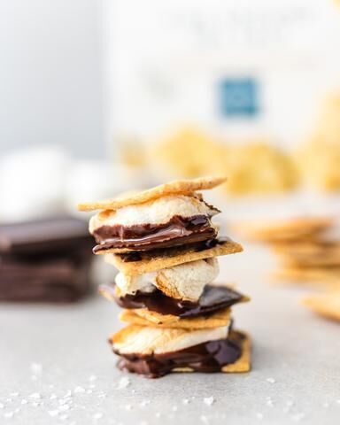 Easy S'mores Cracker Bites made with Almond Flour Crackers Fine Ground Sea salt