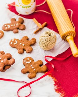 Gingerbread people cookies that have been prepared using real, whole food ingredients