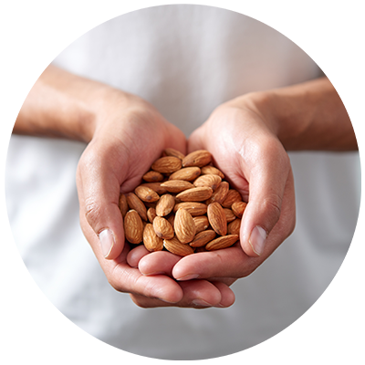 Almond Flour ingredient being cradled in hands, nothing artificial ever