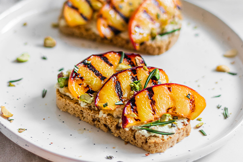 Grilled Peach and Almond Ricotta Toast made with Artisan Bread Mix Recipe
