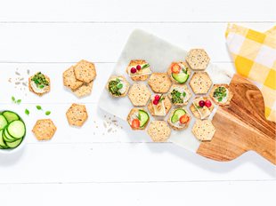 Sprouted Seed Crackers with various toppings