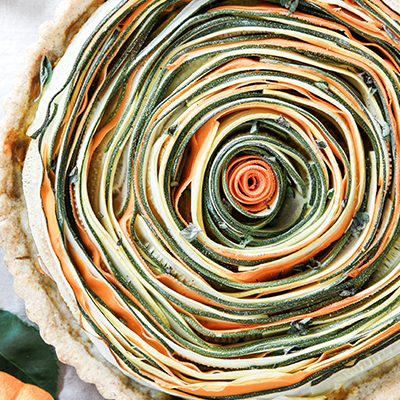 Delicious vegetbles used to create beautiful rosette on top of a pie crust