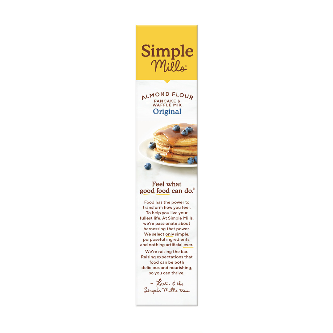 Almond Flour Baking Mix Pancake & Waffle Feel what good food can do. Box side panel 

