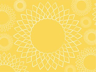 Simple Mills White sun logos in various sizes on yellow background
