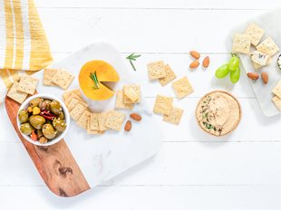Almond Flour Crackers with various pairings